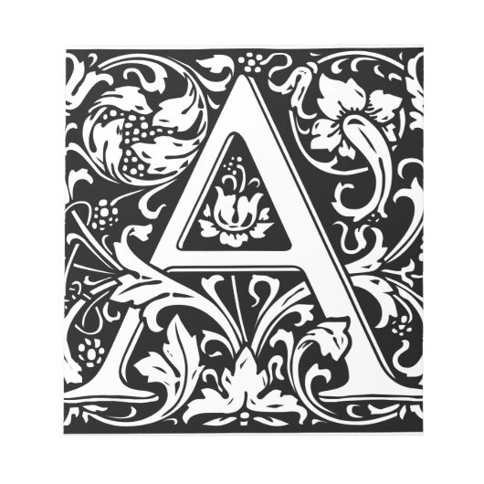 Letter A Middeleeuwse Monogram Art Nouveau Notitieblok (Voorkant)