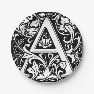 Letter A Middeleeuwse Monogram Art Nouveau Papieren Bordje