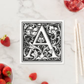 Letter A Middeleeuwse Monogram Art Nouveau Servetten (Insitu)