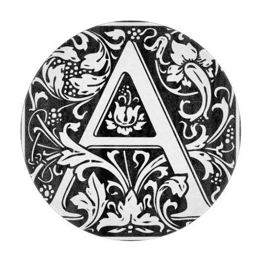 Letter A Middeleeuwse Monogram Art Nouveau Snijplank (Voorkant)