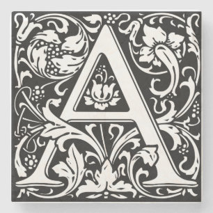 Letter A Middeleeuwse Monogram Art Nouveau Stenen Onderzetter