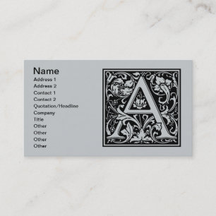 Letter A Middeleeuwse Monogram Art Nouveau Visitekaartje