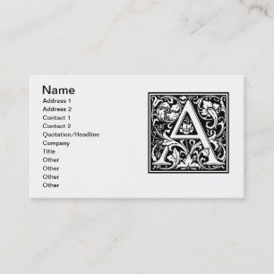 Letter A Middeleeuwse Monogram Art Nouveau Visitekaartje