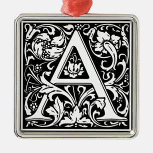 Letter A Middeleeuwse Monogram Kunst Initiaal Metalen Ornament
