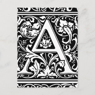 Letter A Middeleeuwse Monogram Vintage Initiaal Briefkaart