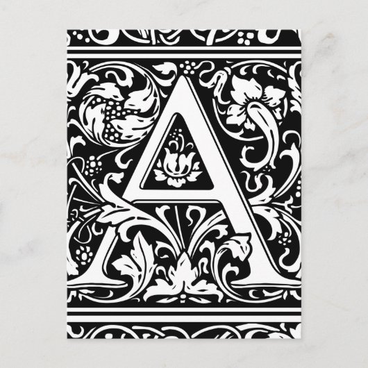 Letter A Middeleeuwse Monogram Vintage Initiaal Briefkaart (Voorkant)