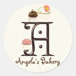 Letter A Monogram Cupcake Logo Zakelijke Stickers