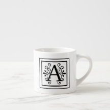Letter A Monogram Espresso Mok