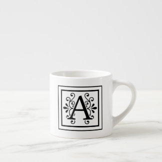 Letter A Monogram Espresso Mok