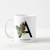 Letter A Monogram Gold Foil Tropical Personalized Koffiemok (Links)