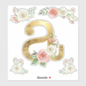 Letter A Monogram Goud Roos Bloemen Waterverf Sticker (Vel)