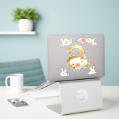 Letter A Monogram Goud Roos Bloemen Waterverf Sticker (Laptop op bureau)