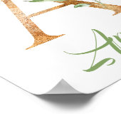 Letter A monogram groen blad eucalyptus goud Poster (Hoek)
