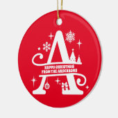 Letter A Monogram Initiaal Familienaam Greep Keramisch Ornament (Links)