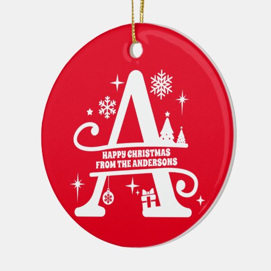 Letter A Monogram Initiaal Familienaam Greep Keramisch Ornament (Links)