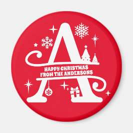 Letter A Monogram Initiaal Familienaam Greep Magneet