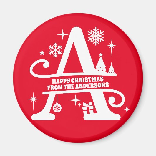 Letter A Monogram Initiaal Familienaam Greep Magneet (Voorkant)