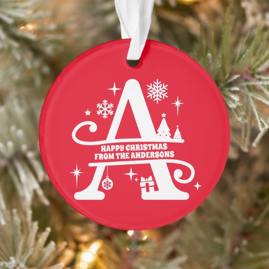 Letter A Monogram Initiaal Familienaam Greep Ornament (Boom)