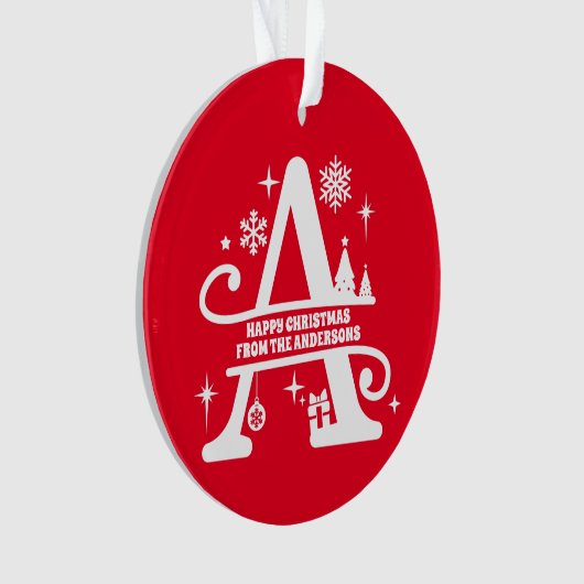 Letter A Monogram Initiaal Familienaam Greep Ornament (voorkant)