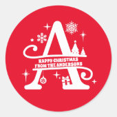 Letter A Monogram Initiaal Familienaam Greep Ronde Sticker (Voorkant)