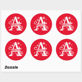 Letter A Monogram Initiaal Familienaam Greep Ronde Sticker