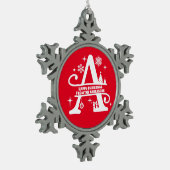 Letter A Monogram Initiaal Familienaam Greep Tin Sneeuwvlok Ornament (Links)