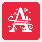 Letter A Monogram Initiaal Familienaam Greep Vierkante Sticker (Voorkant)