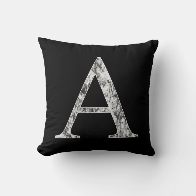 Letter A Monogram initiaal Marble Alpha-symbool Kussen (Voorkant)