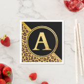 Letter A Monogram Leopard Print Gold and Black Servet (Insitu)
