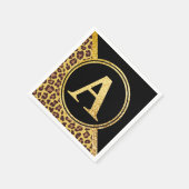 Letter A Monogram Leopard Print Gold and Black Servet (Hoek)