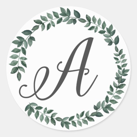 Letter A Monogram Minimalistische Botanische Blad  Ronde Sticker (Voorkant)