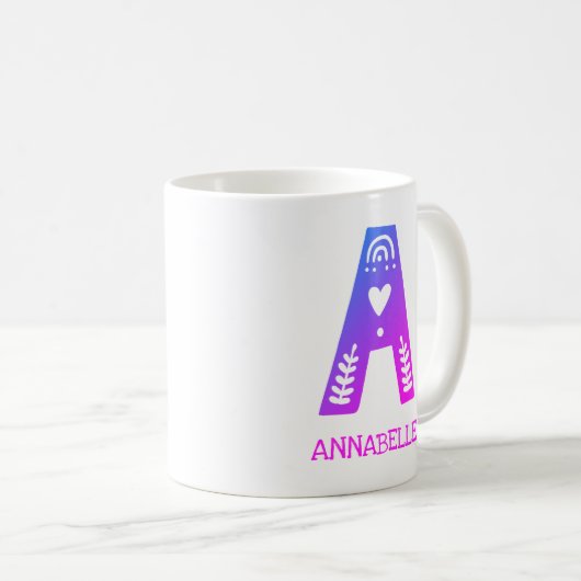 Letter A Monogram Naam Kind Koffiemok (Voorkant rechts)
