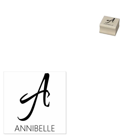 Letter A Monogram op maat Rubberstempel (Gestempeld)