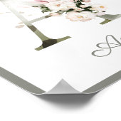 Letter A Monogram Pink Peony Rozen Nursery Poster (Hoek)