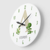 Letter A Monogram Reptiel Kinderkamer Grote Klok (Hoek)