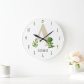 Letter A Monogram Reptiel Kinderkamer Grote Klok (Huis)