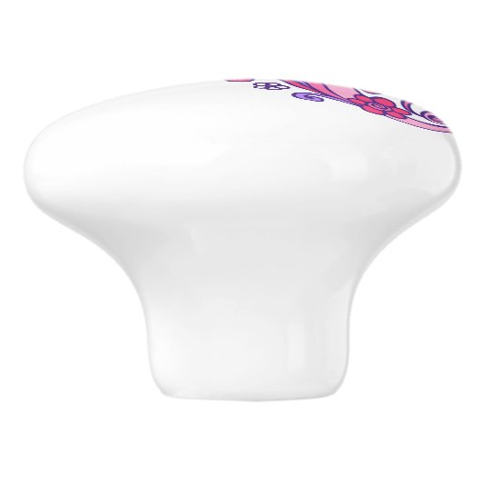 Letter A monogram roze paarse handvatknop Keramische Knop (Zijkant)