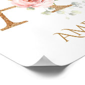 Letter A Monogram Roze Peach roos Nursery Poster (Hoek)