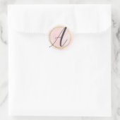 Letter A Monogram Roze Waterverf Goud Chic Ronde Sticker (Tas)