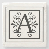 Letter A Monogram Stone Onderzetters (Voorkant)