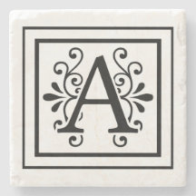 Letter A Monogram Stone Onderzetters