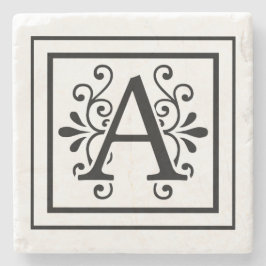Letter A Monogram Stone Onderzetters