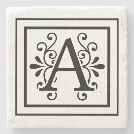 Letter A Monogram Stone Onderzetters (Voorkant)