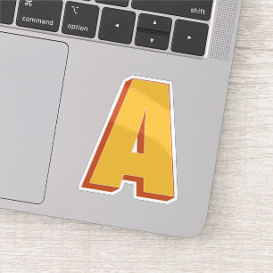 Letter A Monogram, Vet 3D Type Lettertype Initiaal Sticker