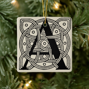 Letter A Monogram Vintage Keltische Knoopprint Keramisch Ornament