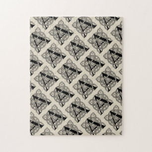 Letter A Monogram Vintage Keltische Knoopprint Legpuzzel