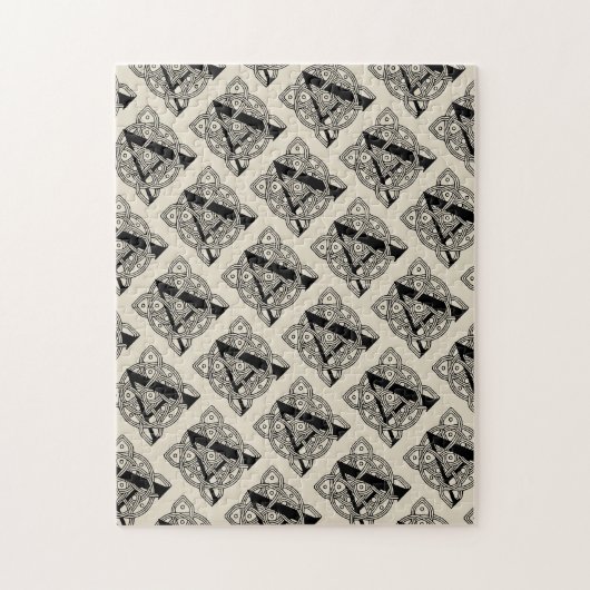 Letter A Monogram Vintage Keltische Knoopprint Legpuzzel (Verticaal)