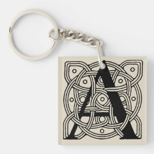 Letter A Monogram Vintage Keltische Knoopprint Sleutelhanger