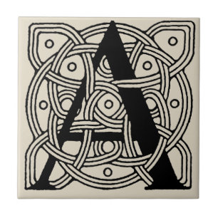 Letter A Monogram Vintage Keltische Knoopprint Tegeltje
