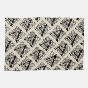 Letter A Monogram Vintage Keltische Knoopprint Theedoek